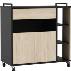 Trolleys-CBA Keukentrolley Inès-ruwe eik/zwart