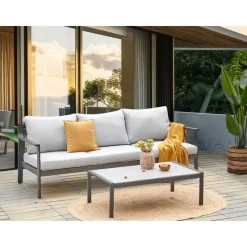Loungebanken-Leen Bakker KIATO - Tuinbank 3-zits - Lichtgrijs - Aluminium