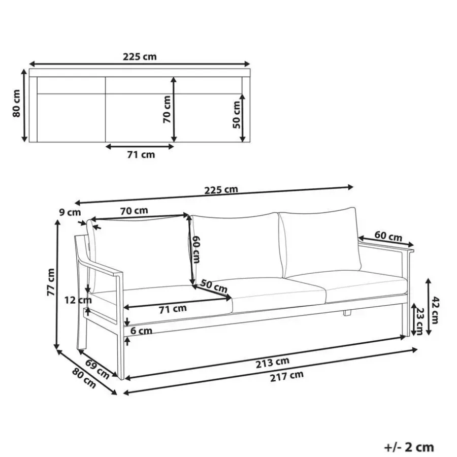 Loungebanken-Leen Bakker KIATO - Tuinbank 3-zits - Lichtgrijs - Aluminium