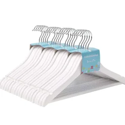 Kledingopbergers-ACAZA Kinder Kledinghangers in Hout - 20 Stuks voor Kleuters - 360° Haak - Wit