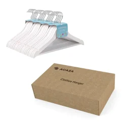 Kledingopbergers-ACAZA Kinder Kledinghangers in Hout - 20 Stuks voor Kleuters - 360° Haak - Wit