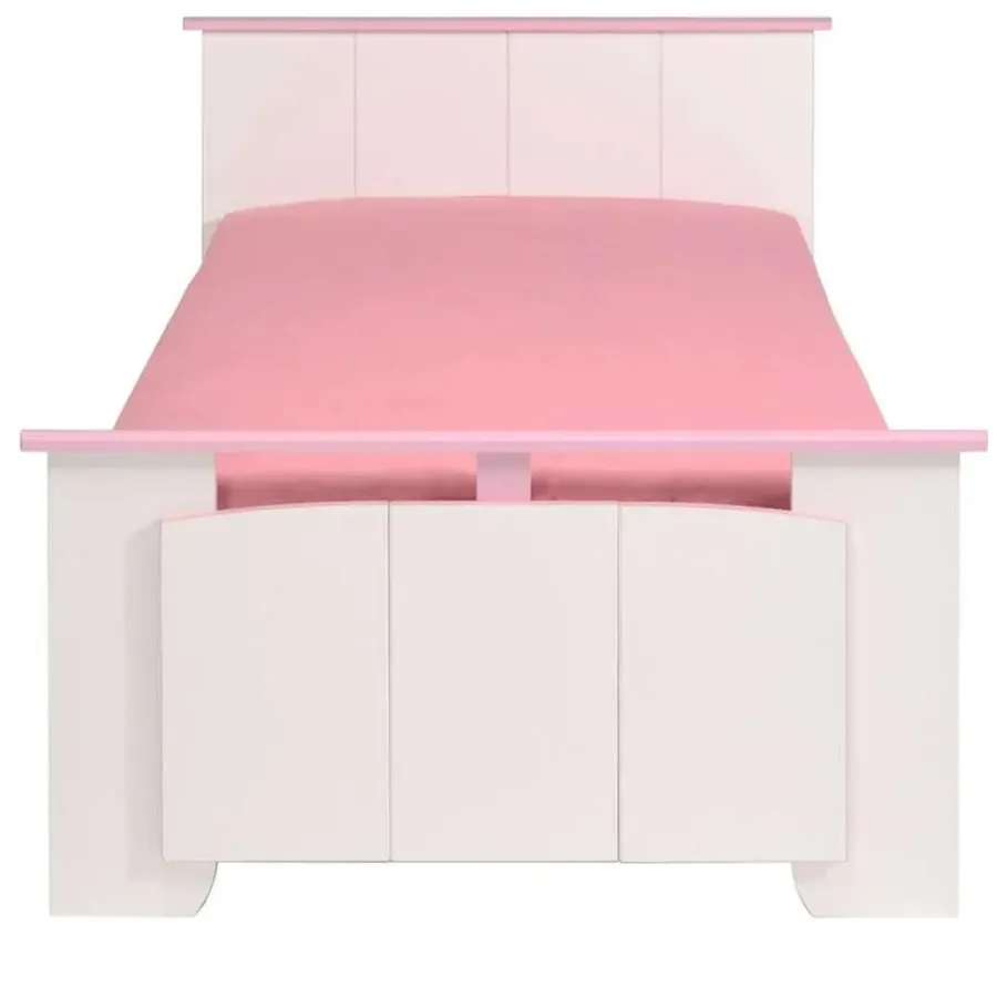 Kinderbedden-Leen Bakker Kinderbed Kiki - wit/roze - 90x200 cm