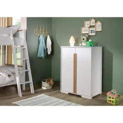 Kinderkledingkasten-Vipack Kinderkledingkast London 98x56x116cm - wit