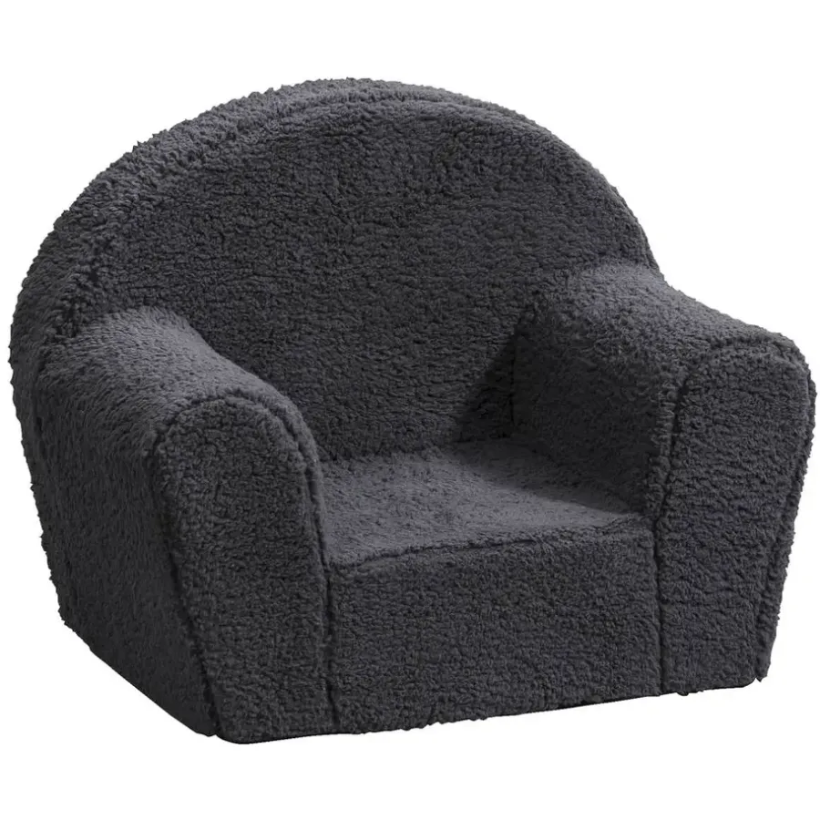 Fauteuils-Leen Bakker Kinderstoel Louise - teddy - antraciet