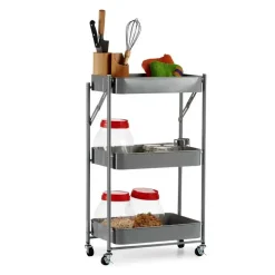 Trolleys-Kinvara Keuken/badkamer trolley - L45 x B30 x H78 cm - grijs - metaal