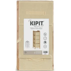 Hoge Kasten-Kipit Badkamerkastje - 4x manden - 29 x 28 x 89 cm - Dennenhout