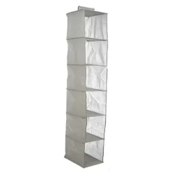 Kledingopbergers|Kledingrekken-Kipit Kledingkast organizer - 6 vaks - grijs - 25 x 25 x 138 cm