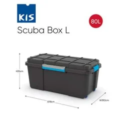 Opbergboxen-KIS Scuba Opbergbox L - 80L - zwart/blauwe clips
