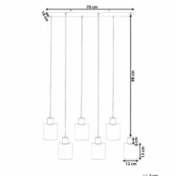 Leen Bakker KITARE - Hanglamp 6 lichten - Zwart/Beige - Metaal