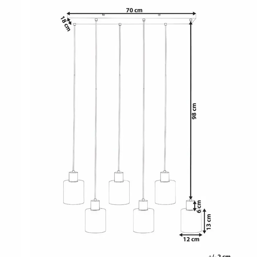Leen Bakker KITARE - Hanglamp 6 lichten - Zwart/Beige - Metaal