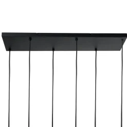 Leen Bakker KITARE - Hanglamp 6 lichten - Zwart/Beige - Metaal