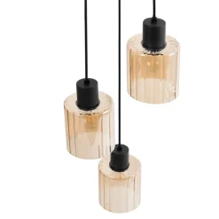 Hanglampen-Leen Bakker KITARE - Hanglamp 3 lichten - Zwart/Beige - Metaal