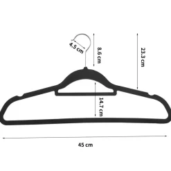Merkloos Kledinghangers - antislip - 20 stuks - zwart
