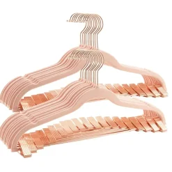 Merkloos Kledinghangers - Broekhangers - 20 Stuks - Anti slip - Roze - Fluweel