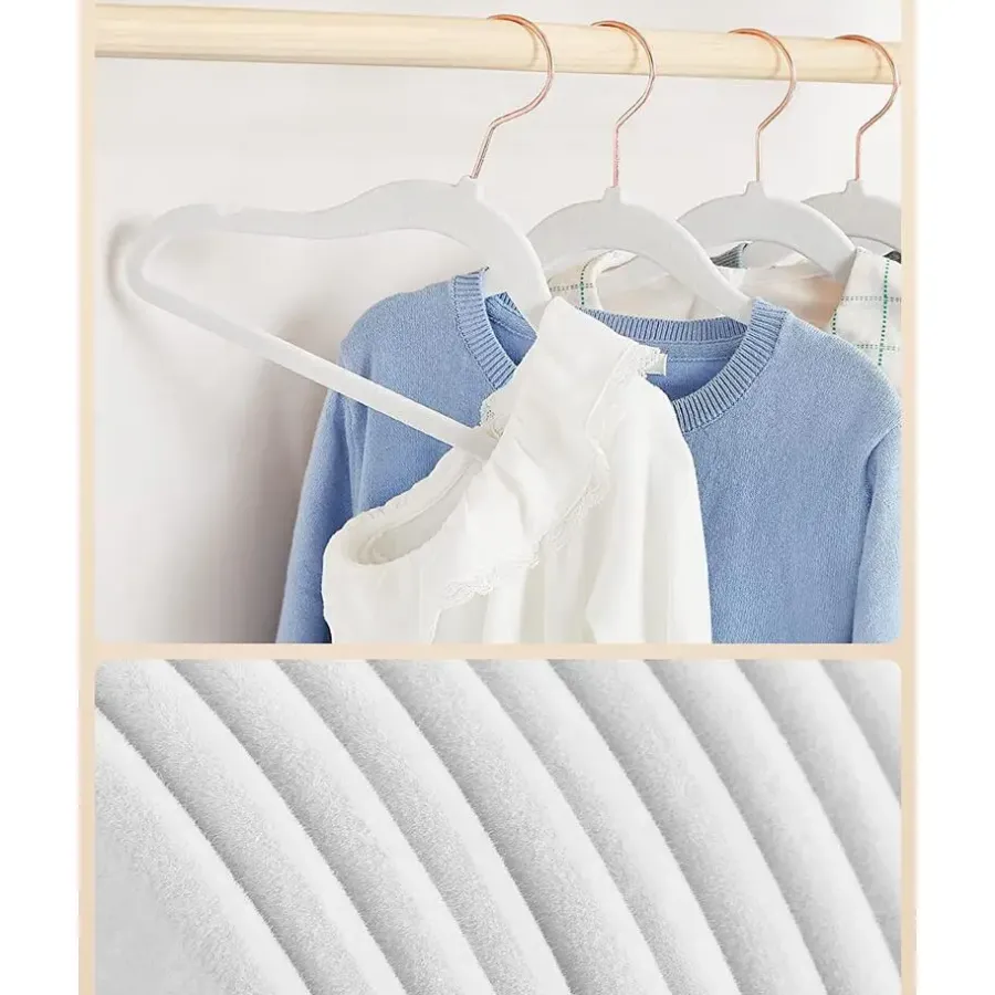 Merkloos Kledinghangers voor Kinderen - Set van 50 - Fluweel - Anti-Slip - Wit