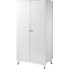 Kinderkledingkasten-Vipack Kledingkast Billy 2 deuren MDF - wit/goud