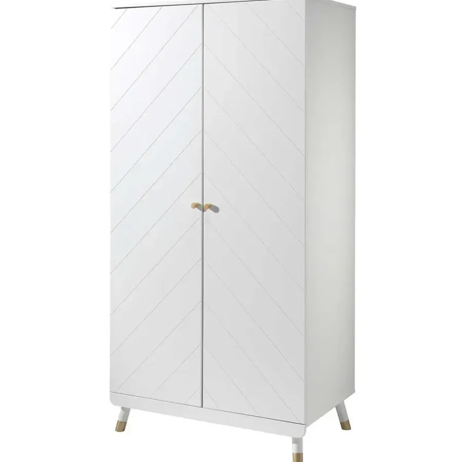 Kinderkledingkasten-Vipack Kledingkast Billy 2 deuren MDF - wit/goud