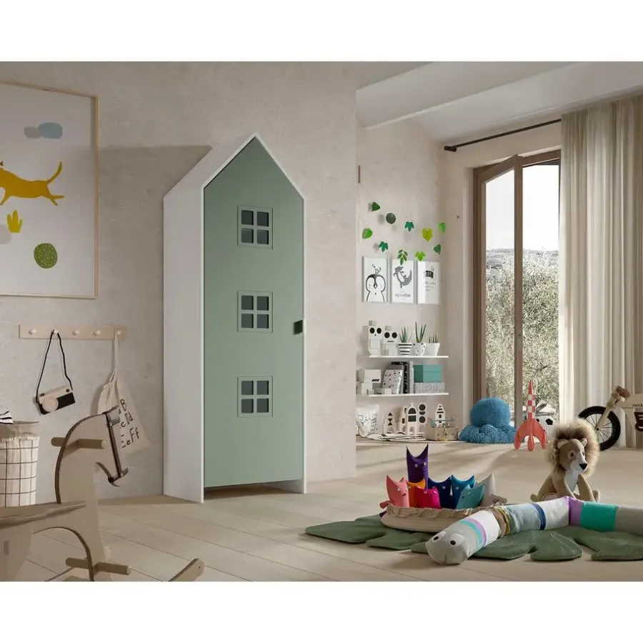Kinderkledingkasten-Vipack Kledingkast Casami Bruges - 58x37x172 cm - Groen