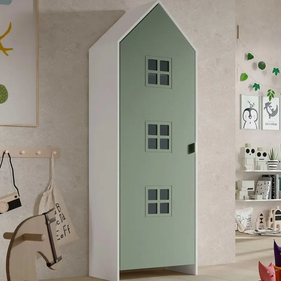 Kinderkledingkasten-Vipack Kledingkast Casami Bruges - 58x37x172 cm - Groen