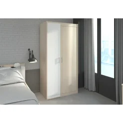 Leen Bakker Kledingkast Charly 2-deurs - acaciakleur - 180x85x52 cm