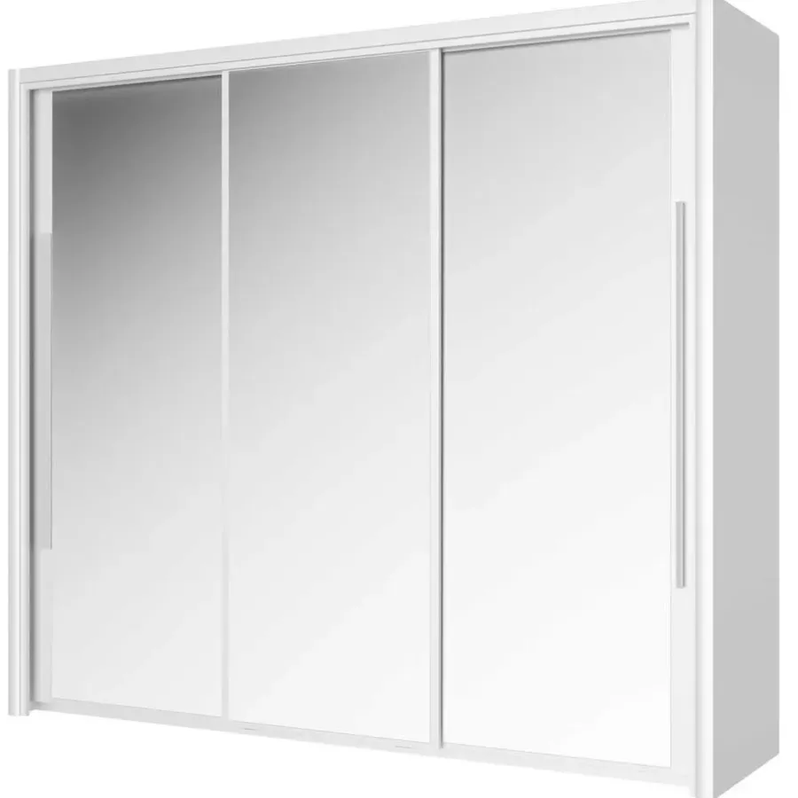 Schuifdeurkasten-Gami Kledingkast Cody 231cm met 3 schuifdeuren & spiegel - wit