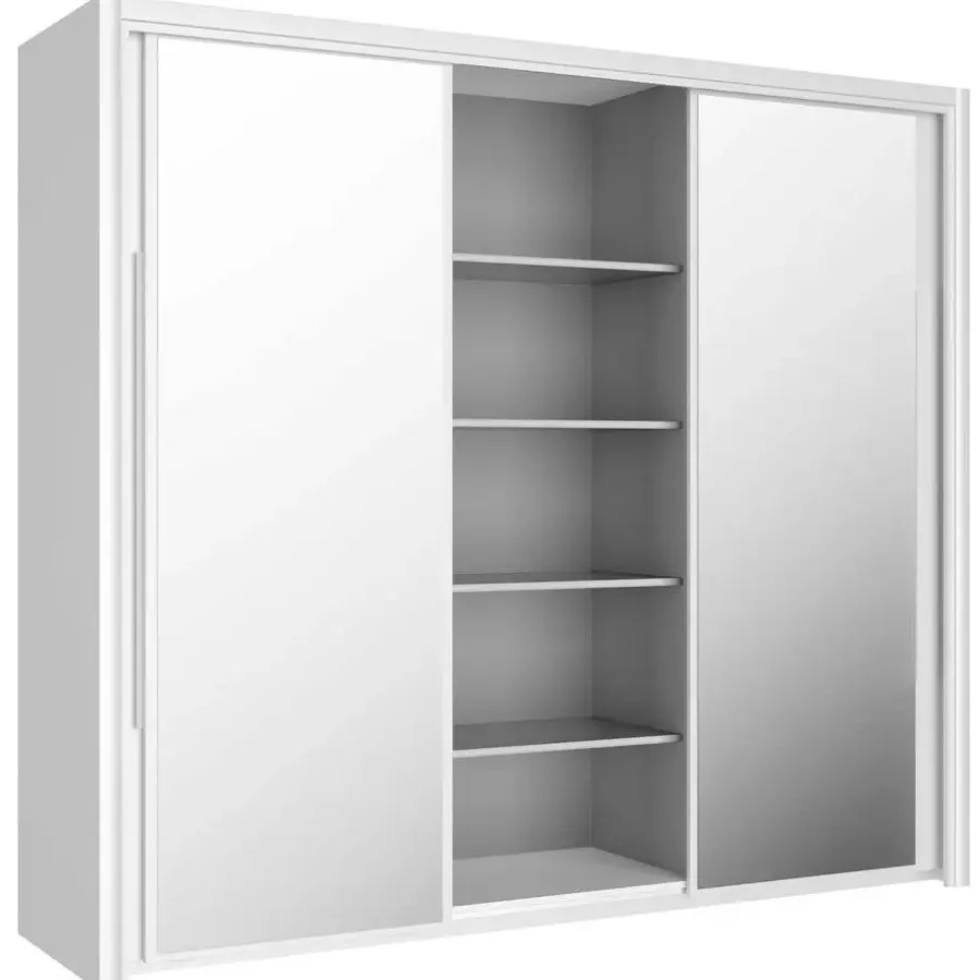 Schuifdeurkasten-Gami Kledingkast Cody 231cm met 3 schuifdeuren & spiegel - wit