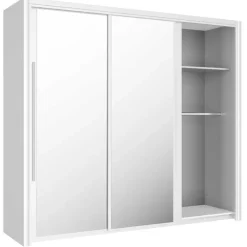 Schuifdeurkasten-Gami Kledingkast Cody 231cm met 3 schuifdeuren & spiegel - wit