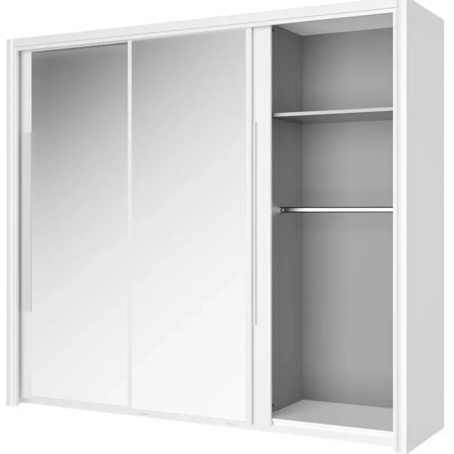 Schuifdeurkasten-Gami Kledingkast Cody 231cm met 3 schuifdeuren & spiegel - wit