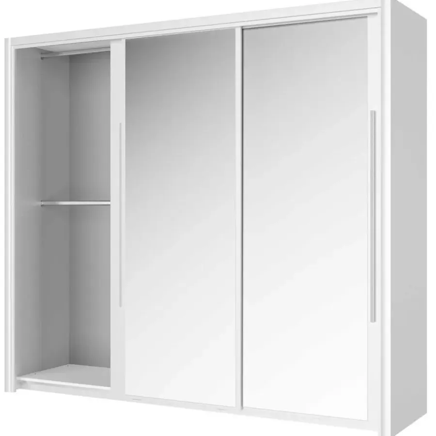 Schuifdeurkasten-Gami Kledingkast Cody 231cm met 3 schuifdeuren & spiegel - wit