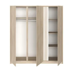 Draaideurkasten-Leen Bakker Kledingkast Evi 3-deurs - eikenkleur - 203x185x52 cm