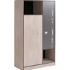Leen Bakker Kledingkast Fabric - eikenkleur/grijs - 181,5x101,4x50,5 cm
