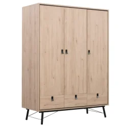 Leen Bakker Kledingkast Kansas 3-deurs - eikenkleur - 200x150x60 cm