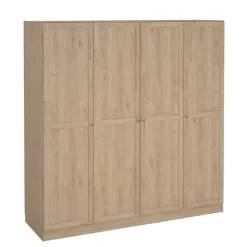 Kledingkasten|Kledingkasten-Leen Bakker Kledingkast Lynn 4-deurs - eikenkleur - 200x196x62 cm