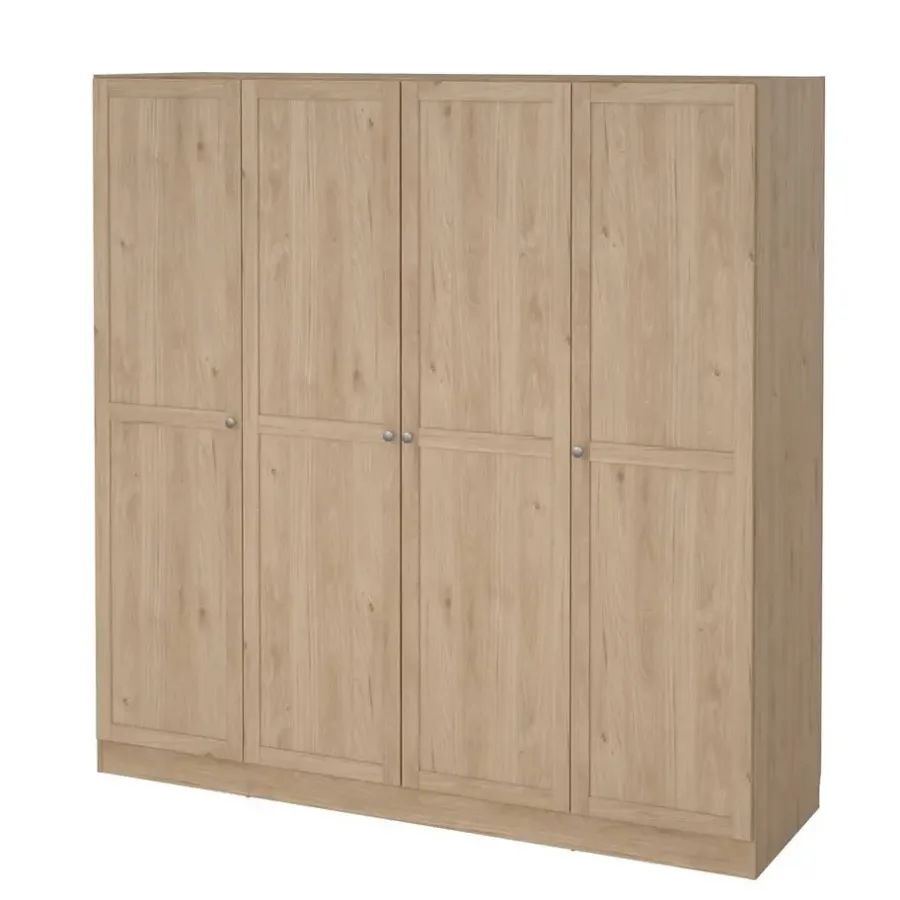Kledingkasten|Kledingkasten-Leen Bakker Kledingkast Lynn 4-deurs - eikenkleur - 200x196x62 cm