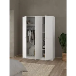 Kledingkasten|Kledingkasten-Leen Bakker Kledingkast Lynn 3-deurs - wit - 200x147x62 cm