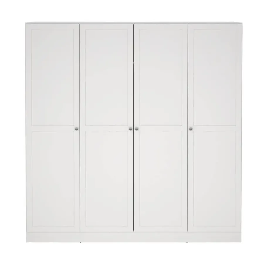 Leen Bakker Kledingkast Lynn 4-deurs - wit - 200x196x62 cm