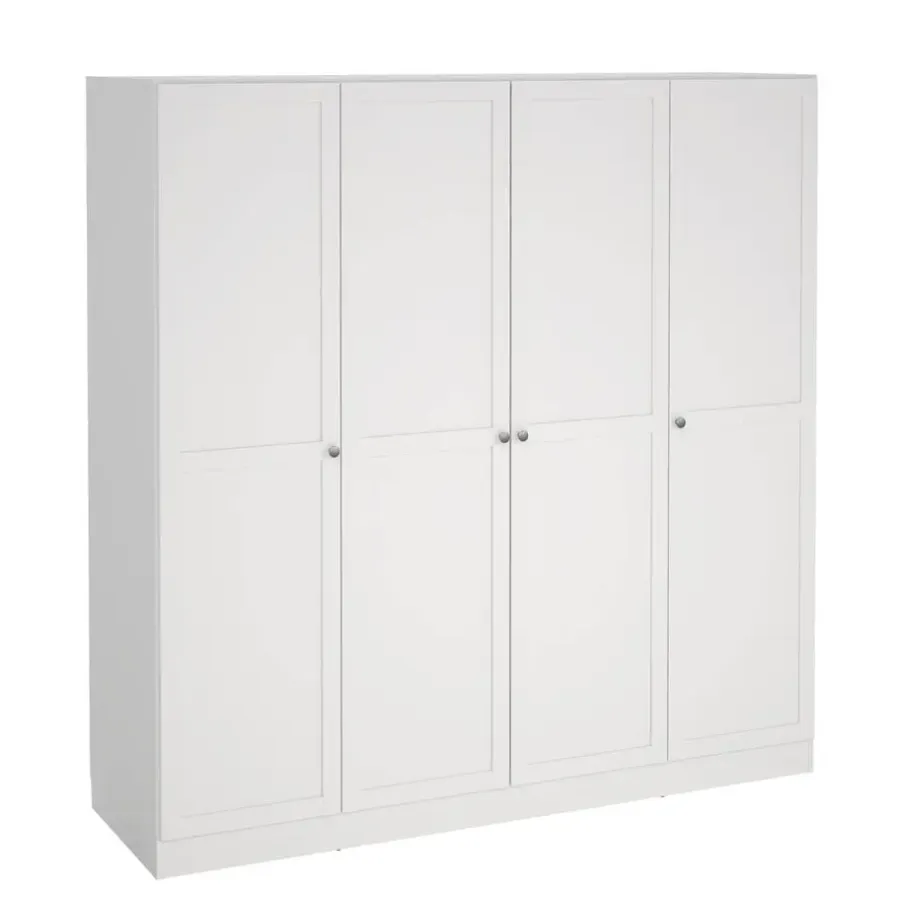 Leen Bakker Kledingkast Lynn 4-deurs - wit - 200x196x62 cm