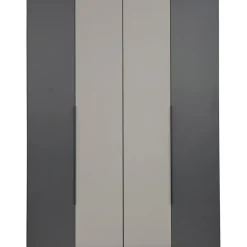 Leen Bakker Kledingkast Milaan 4-deurs - grafiet/greige -236x180x58 cm