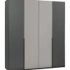 Leen Bakker Kledingkast Milaan 4-deurs - grafiet/greige - 208x180x58 cm