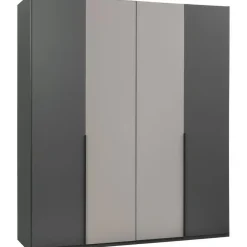 Leen Bakker Kledingkast Milaan 4-deurs - grafiet/greige - 208x180x58 cm