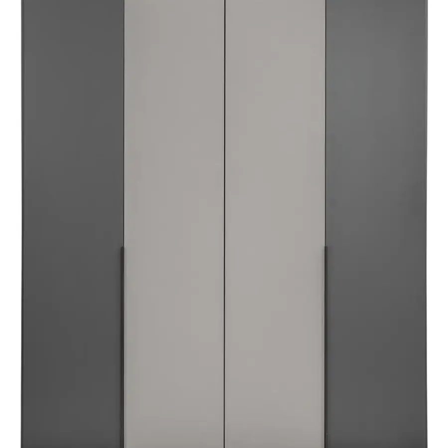 Leen Bakker Kledingkast Milaan 4-deurs - grafiet/greige - 208x180x58 cm