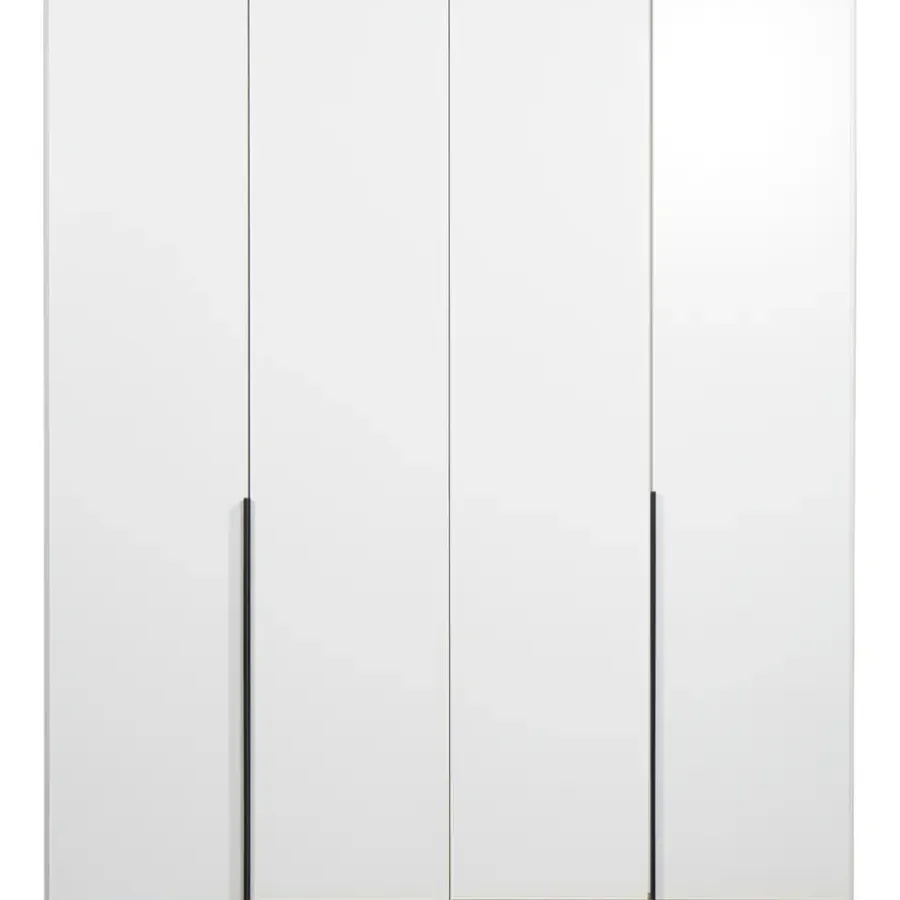 Kledingkasten|Kledingkasten-Leen Bakker Kledingkast Milaan 4-deurs- wit - 208x180x58 cm