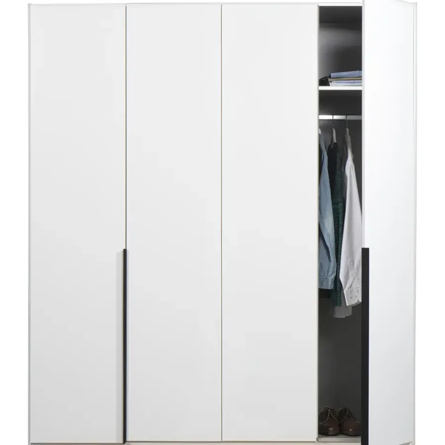 Kledingkasten|Kledingkasten-Leen Bakker Kledingkast Milaan 4-deurs- wit - 208x180x58 cm