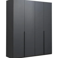 Leen Bakker Kledingkast Milaan 4-deurs - grafiet - 236x180x58 cm