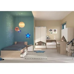 Kinderkledingkasten-Parisot Kledingkast Shelby met 2 deuren en 1 lade - eik/wit
