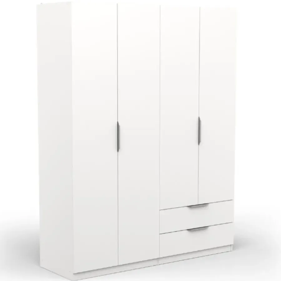Draaideurkasten-CBA Kledingkast Spectre 157cm 4 deuren & 2 lades - mat wit