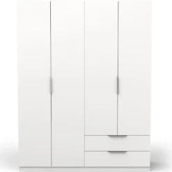 Draaideurkasten-CBA Kledingkast Spectre 157cm 4 deuren & 2 lades - mat wit