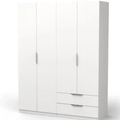 Draaideurkasten-CBA Kledingkast Spectre 157cm 4 deuren & 2 lades - mat wit