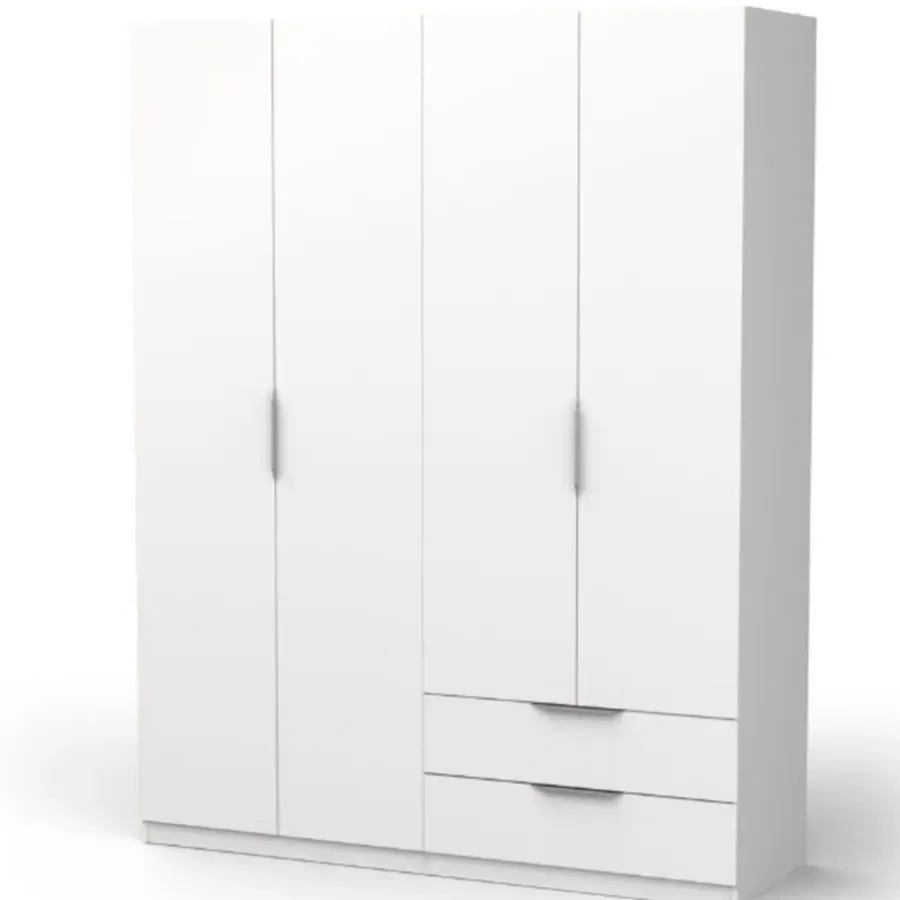 Draaideurkasten-CBA Kledingkast Spectre 157cm 4 deuren & 2 lades - mat wit