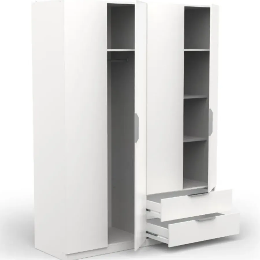 Draaideurkasten-CBA Kledingkast Spectre 157cm 4 deuren & 2 lades - mat wit